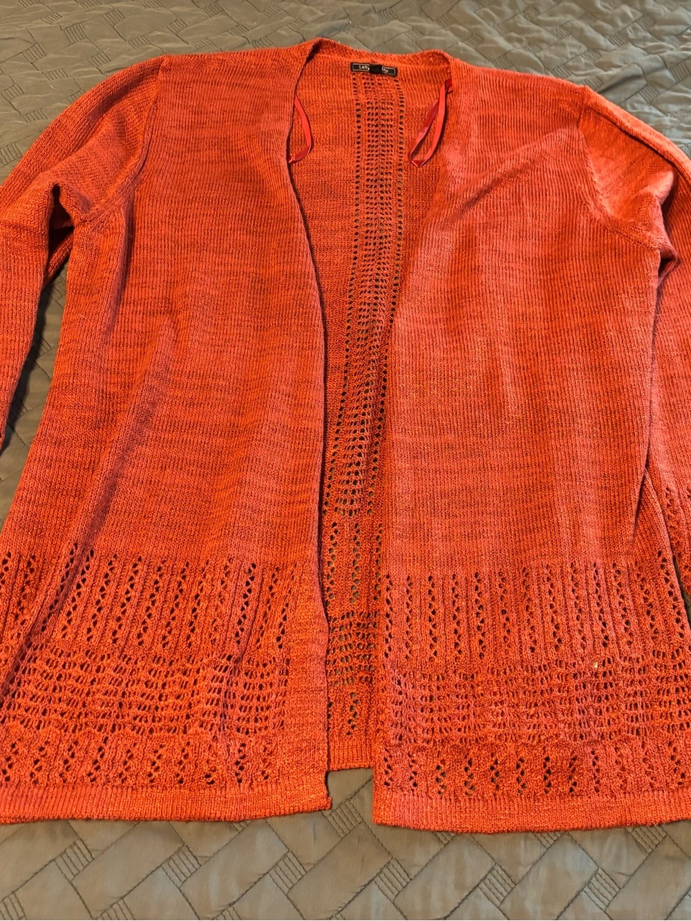 Lety & Me Rust Crochet-Hem Cardigan Sweater, Size XXL